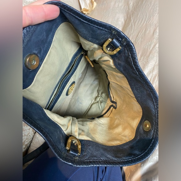 Tory Burch Black Leather Fold-Over Crossbody Bag with Gold Logo & Accents - Picture 12 of 14